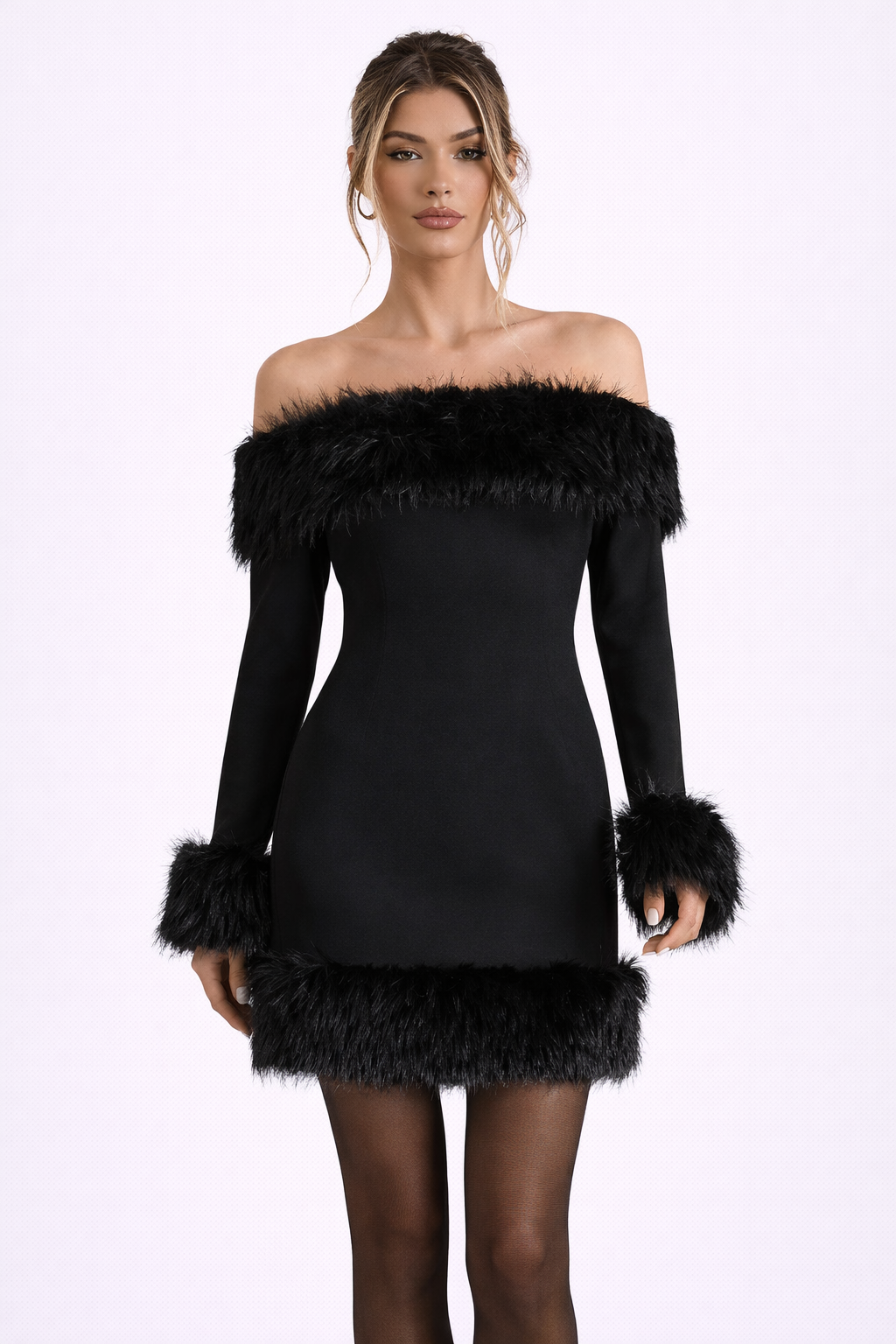 Odette Feather Mini Dress