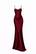 Elise Satin Lace-Up Maxi Dress - Burgundy
