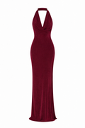 Irena Burgundy Draped Maxi Dress