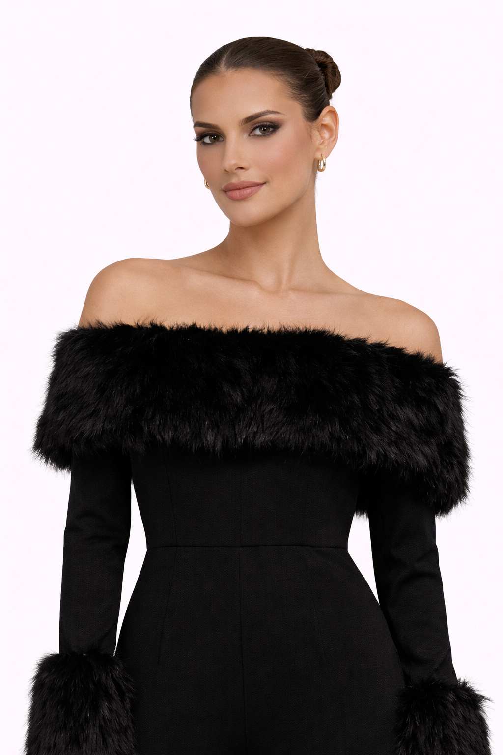 Grace Feather-Trim Off-Shoulder Jumpsuit