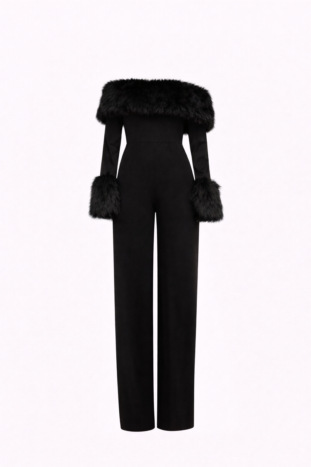 Grace Feather-Trim Off-Shoulder Jumpsuit