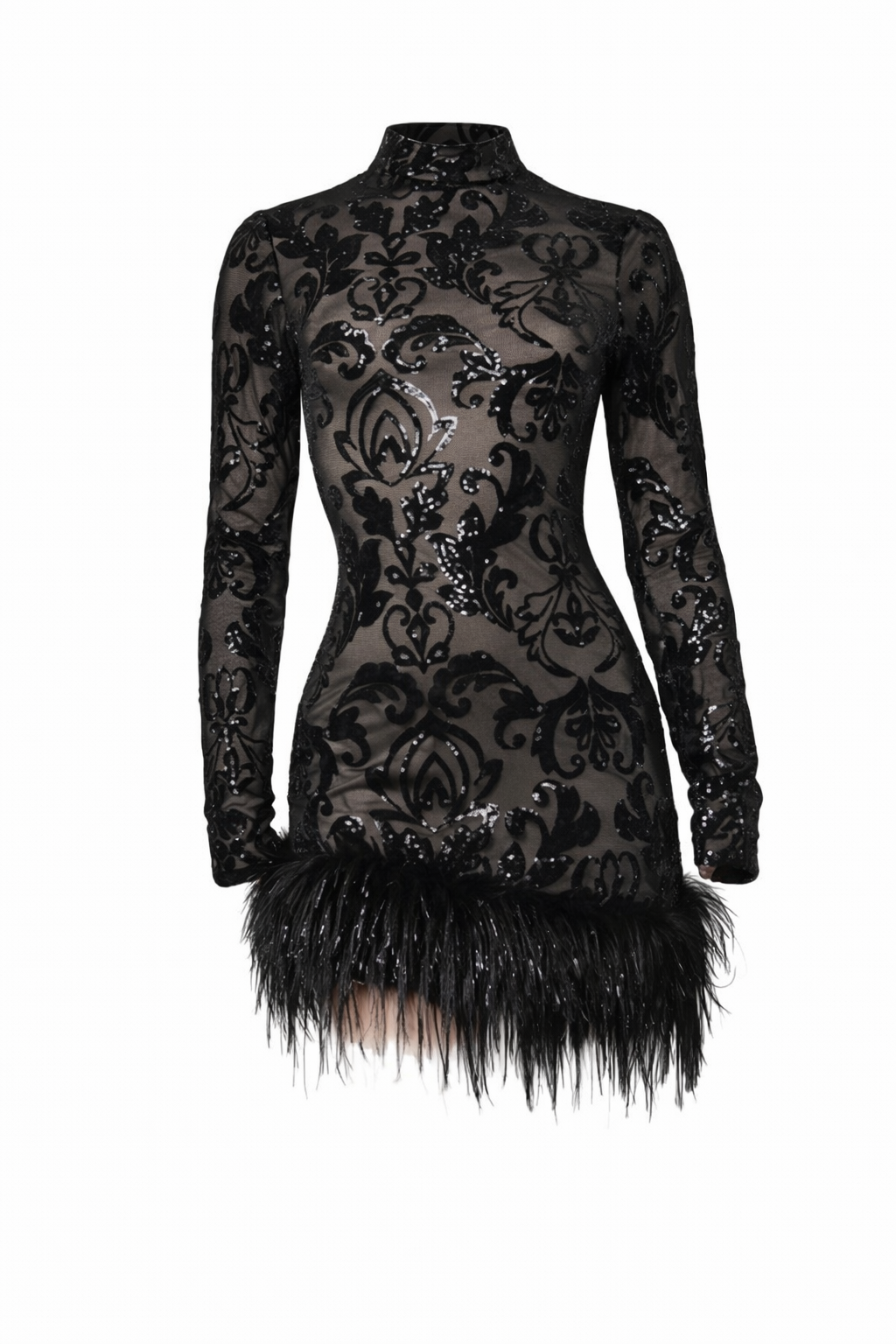 Mega Mesh Feather Mini Dress