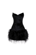 Scarlett Feather Mini Dress Black