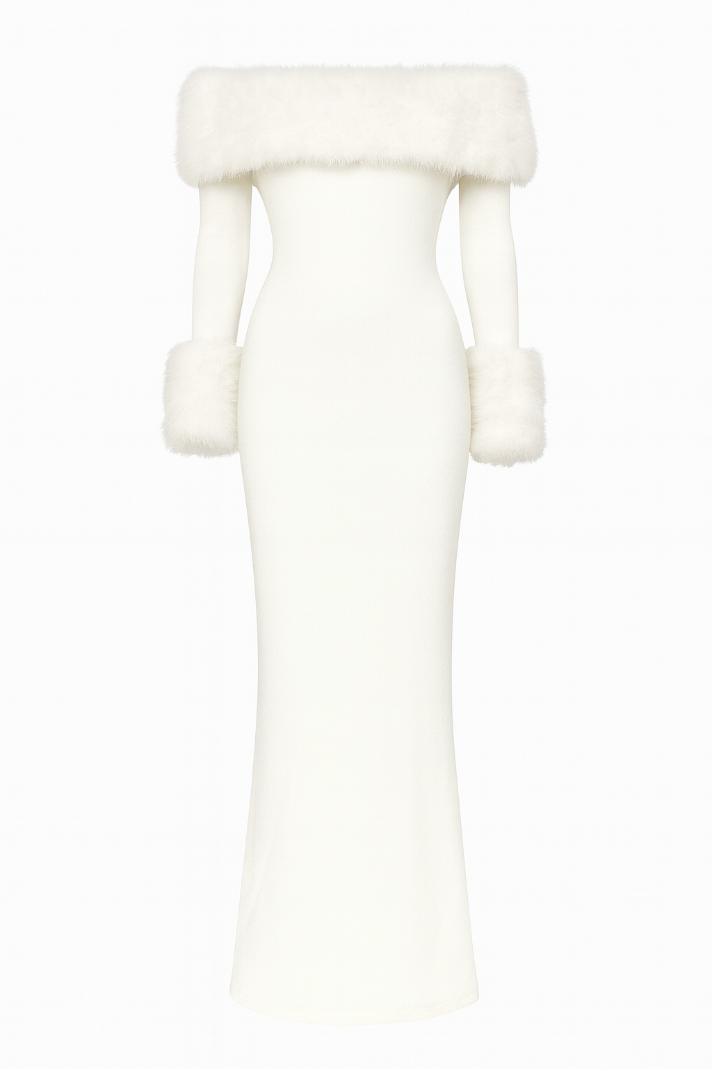 Norah White Faux Fur Maxi Dress