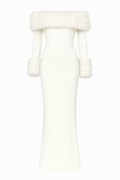 Norah White Faux Fur Maxi Dress