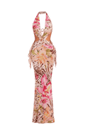 Rosette Floral Maxi Dress