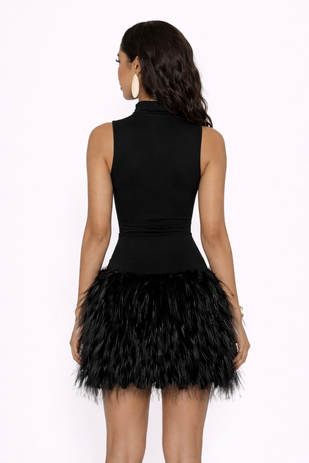 Amelie Feather Mini Dress Black