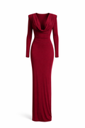 Sofia Draped Back Maxi Dress - Burgundy