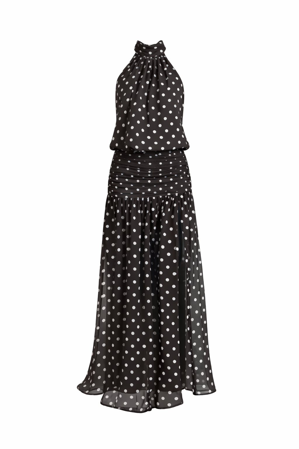 Valentina Polka Dot Halter Maxi Dress