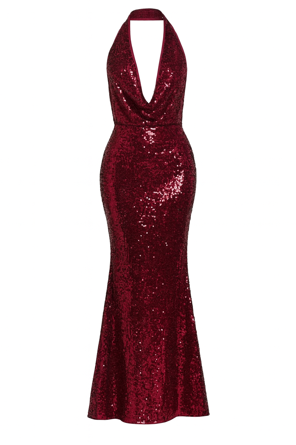 Sequin Halter Gown With Back Bow