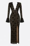 Black Lace Slit Gown