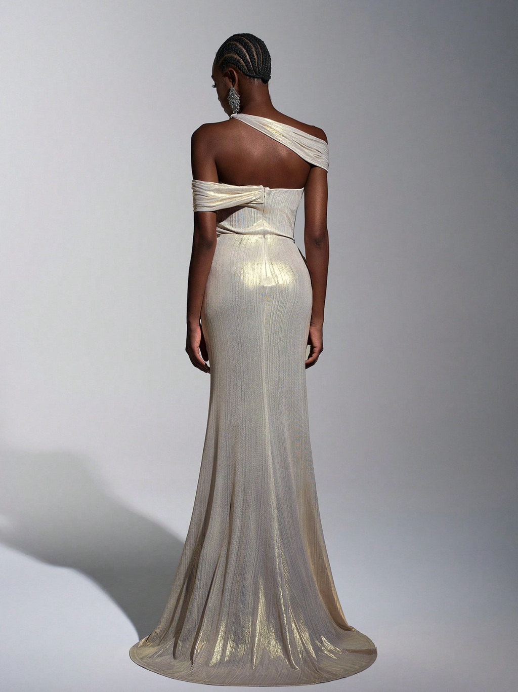 Aurelia Liquid Gold Draped Gown
