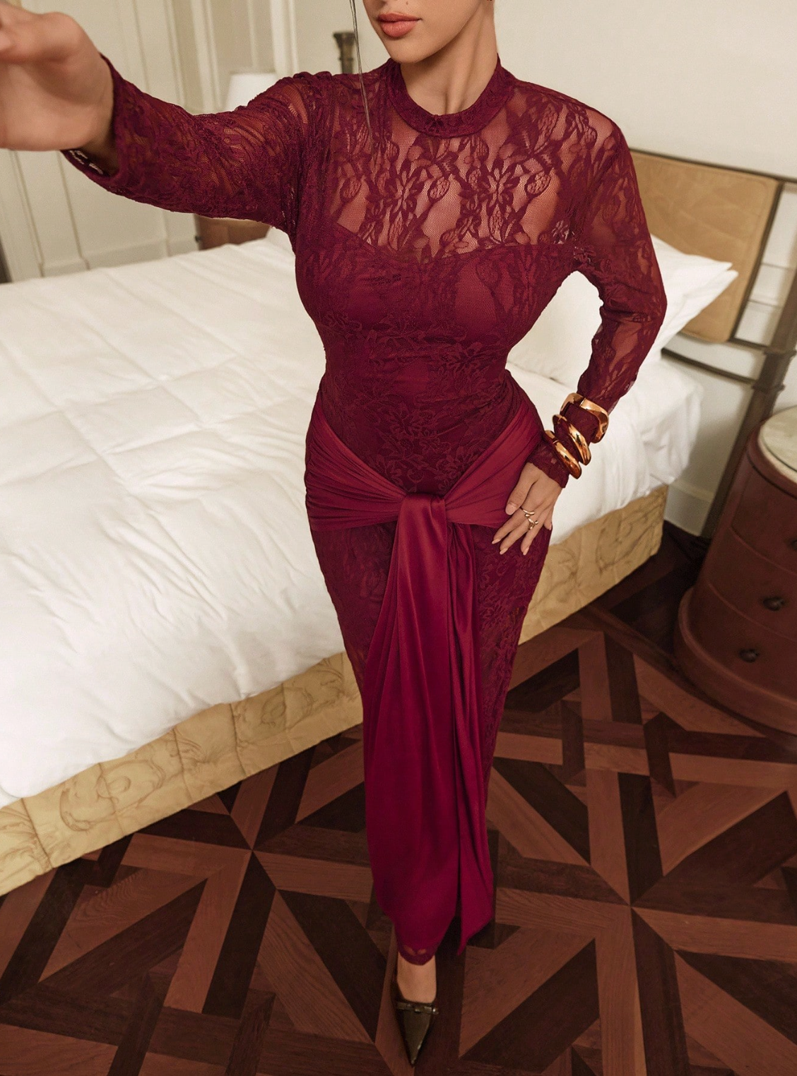 Verona Lace Draped Maxi Dress