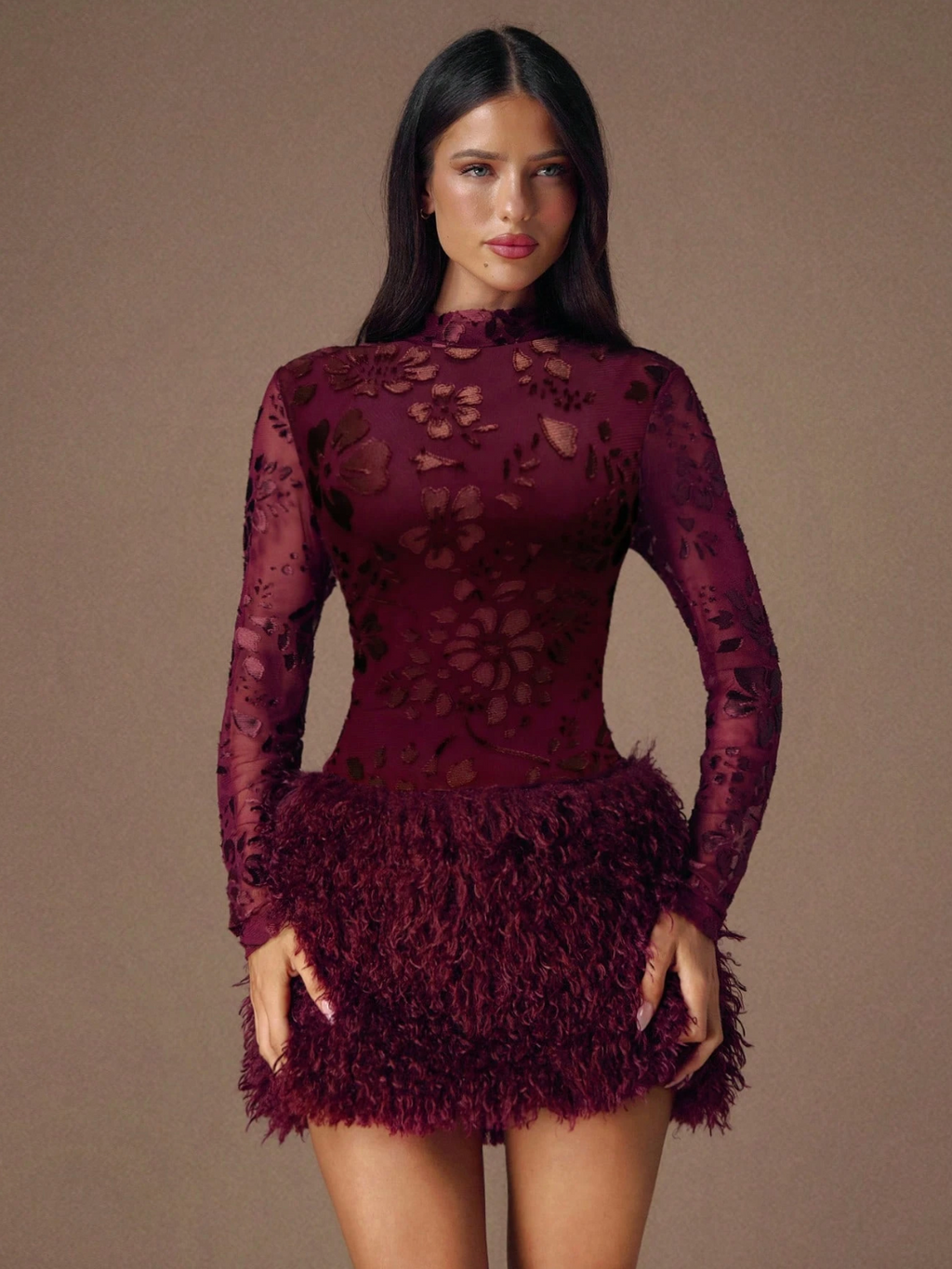 Camille Feather Floral Mini Dress