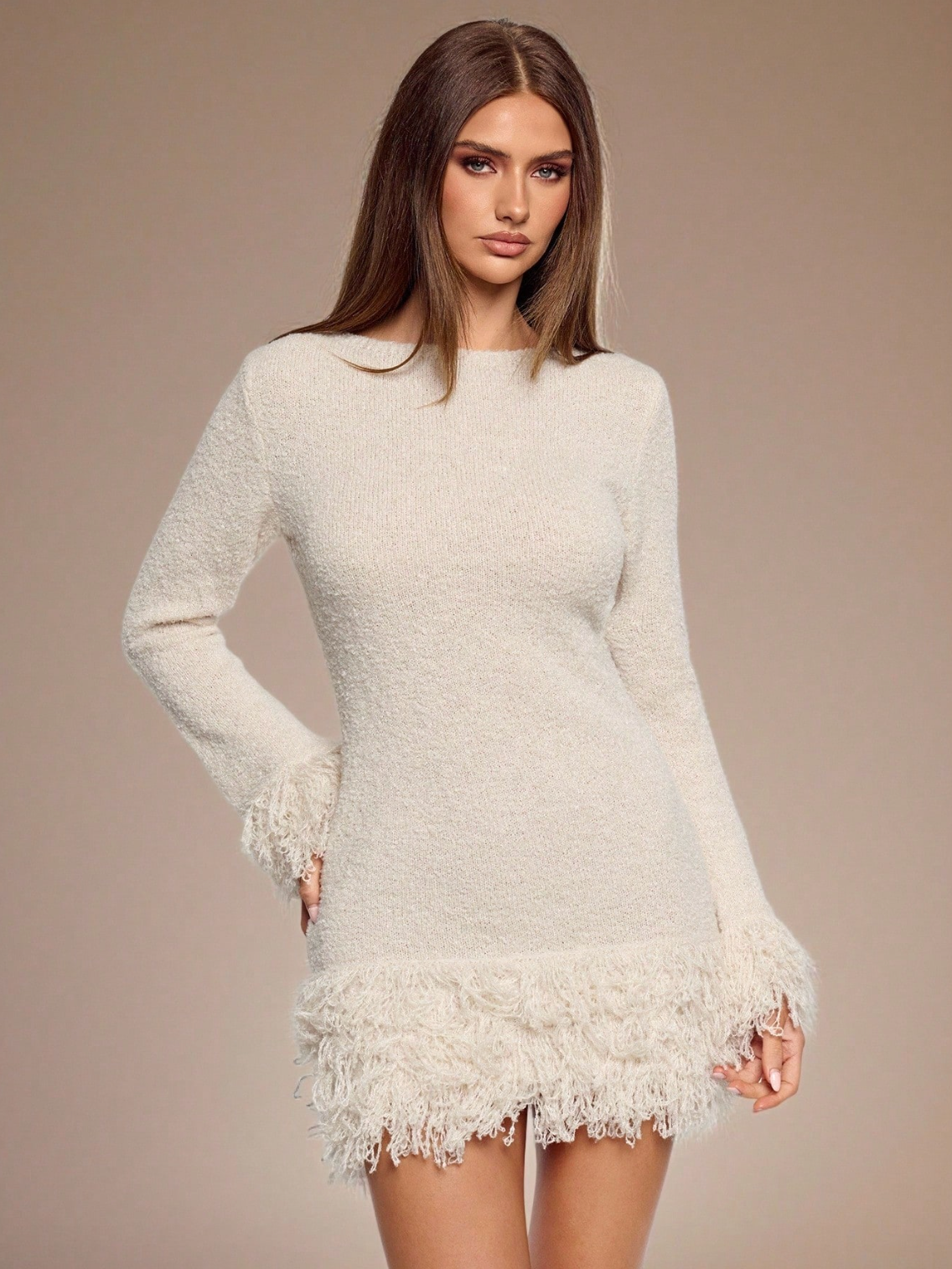Camille Feather Knit Mini Dress