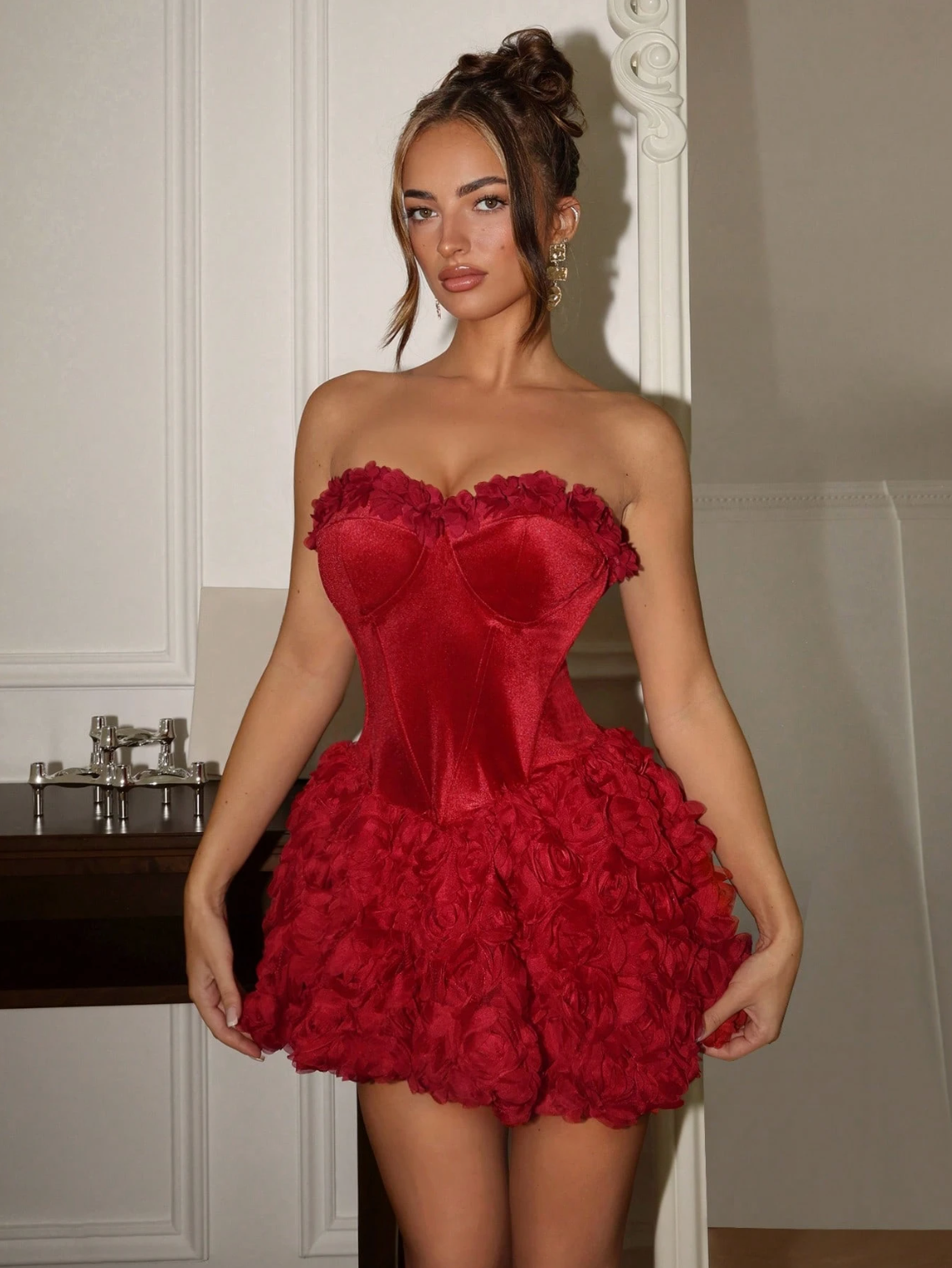 Lauren Floral Mini Dress - Red