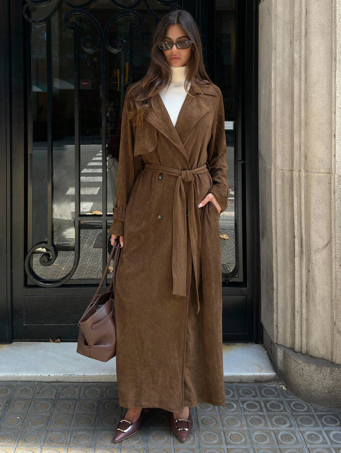 Sabine Suede Trench Coat