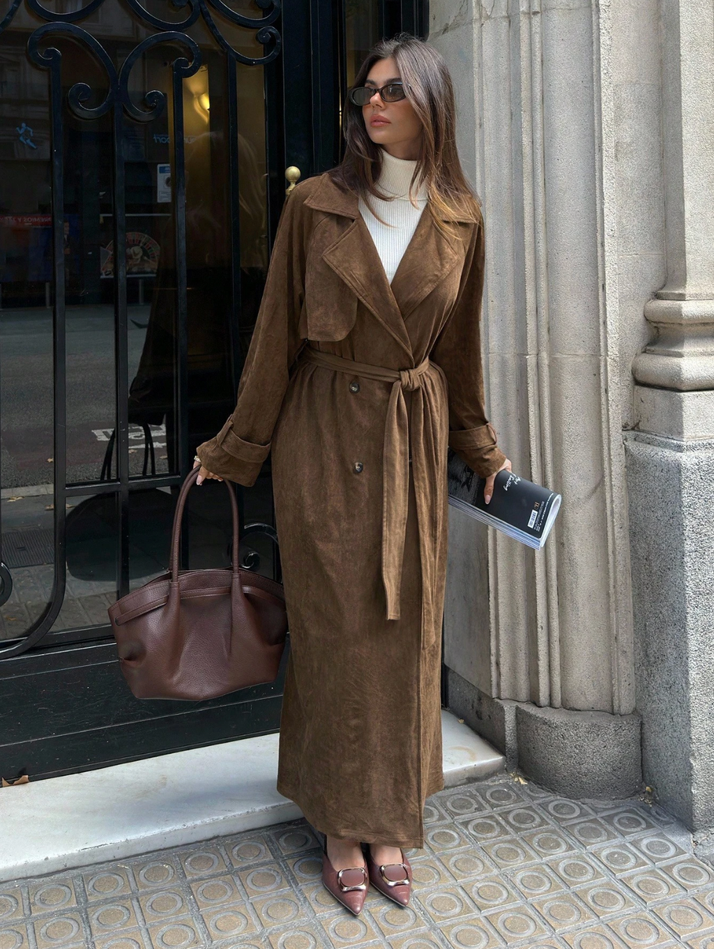 Sabine Suede Trench Coat