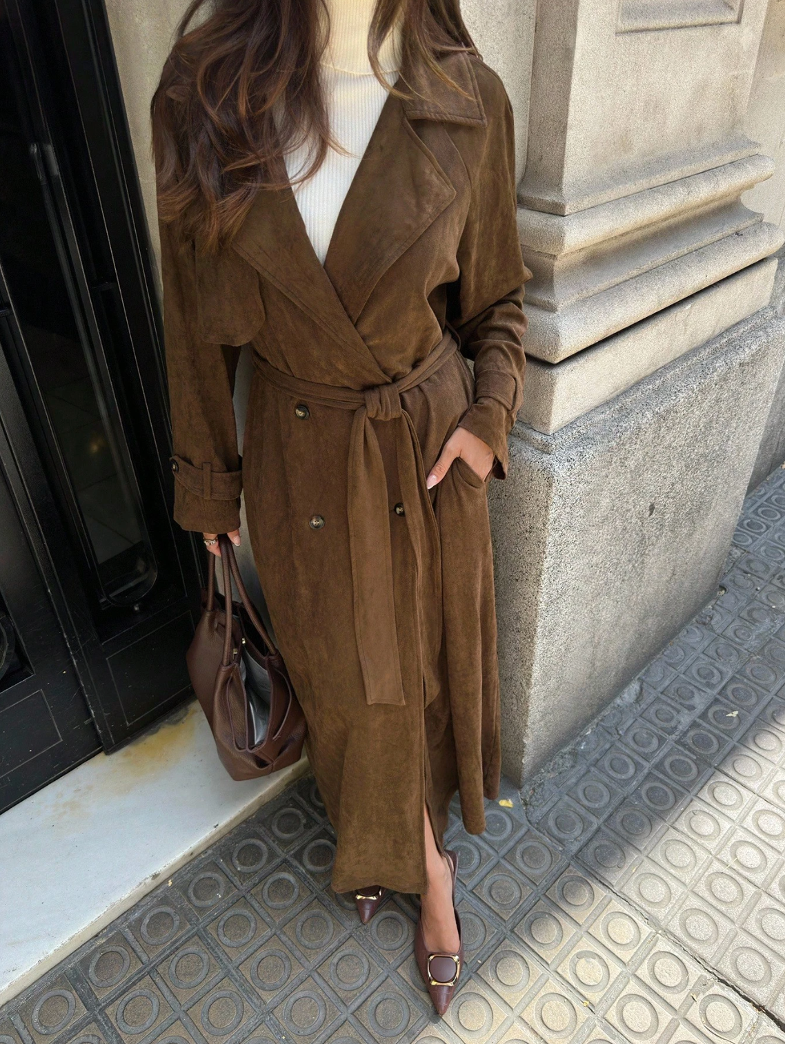 Sabine Suede Trench Coat